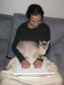 Me. The Mac. Penelope the cat. She's likes getting involved.